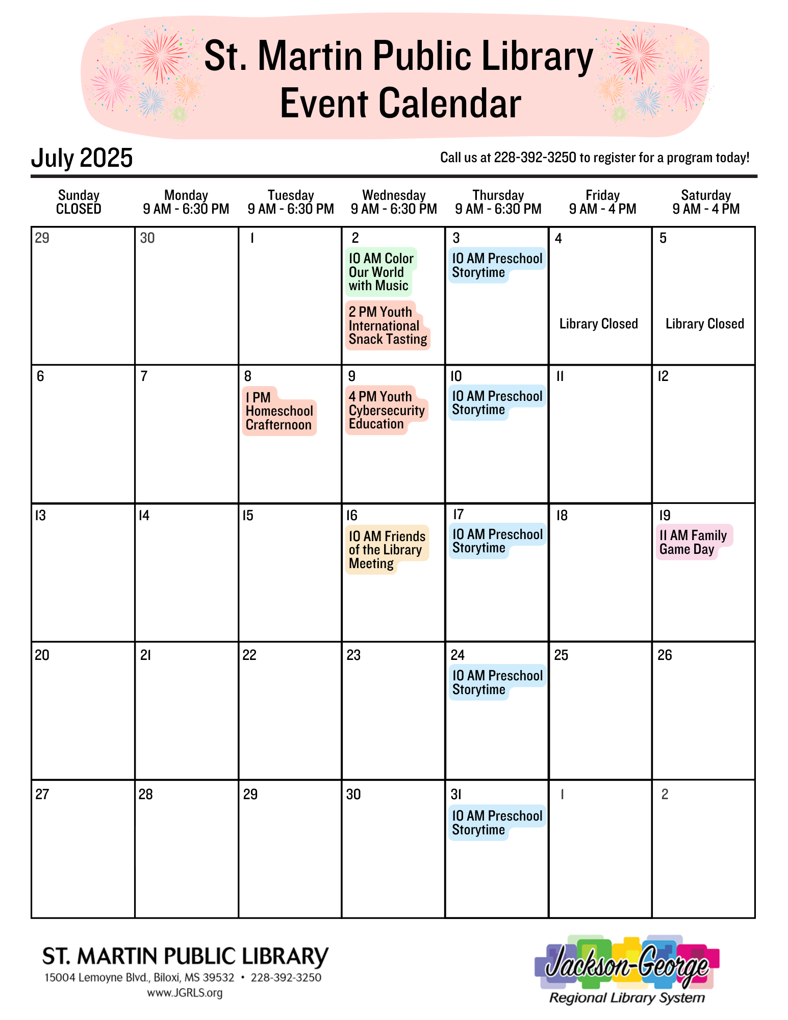 SM July 2025 Event Calendar