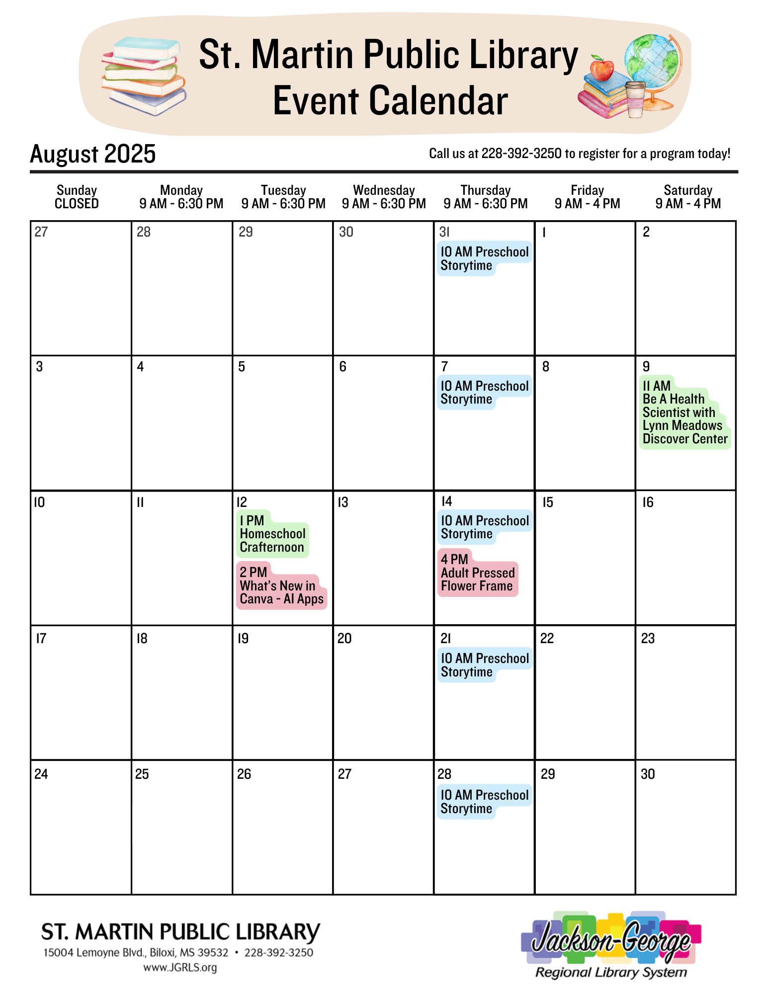August 2025 Event Calendar