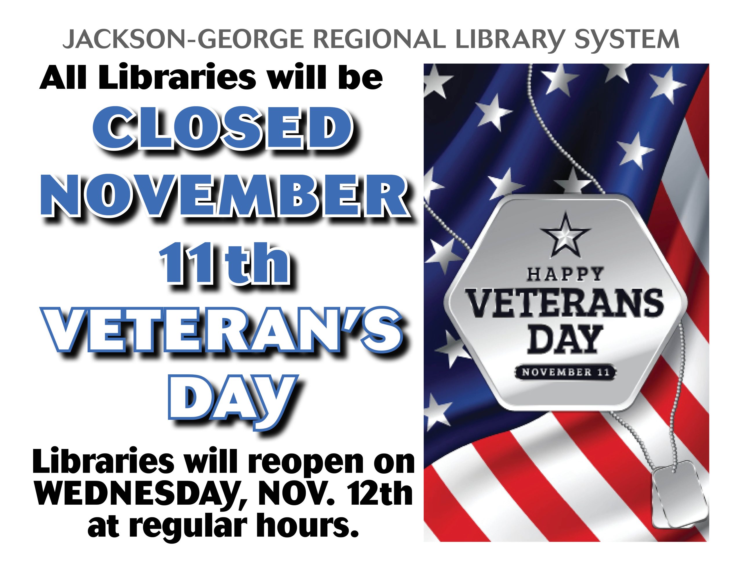 CLOSED Veterans Day