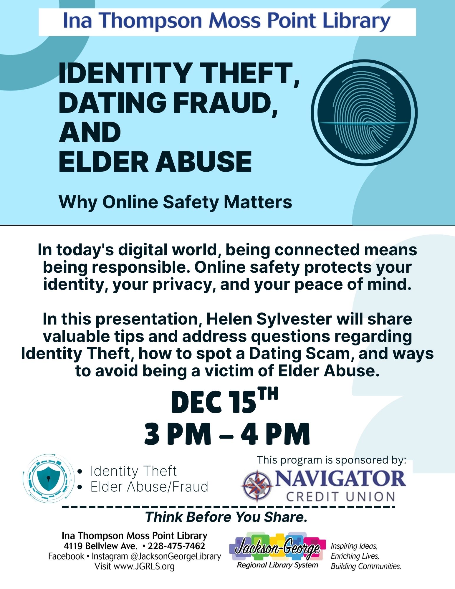 12-15-25 Navigator CU- Elder Abuse Scams recap Children’s Winter crafts Party