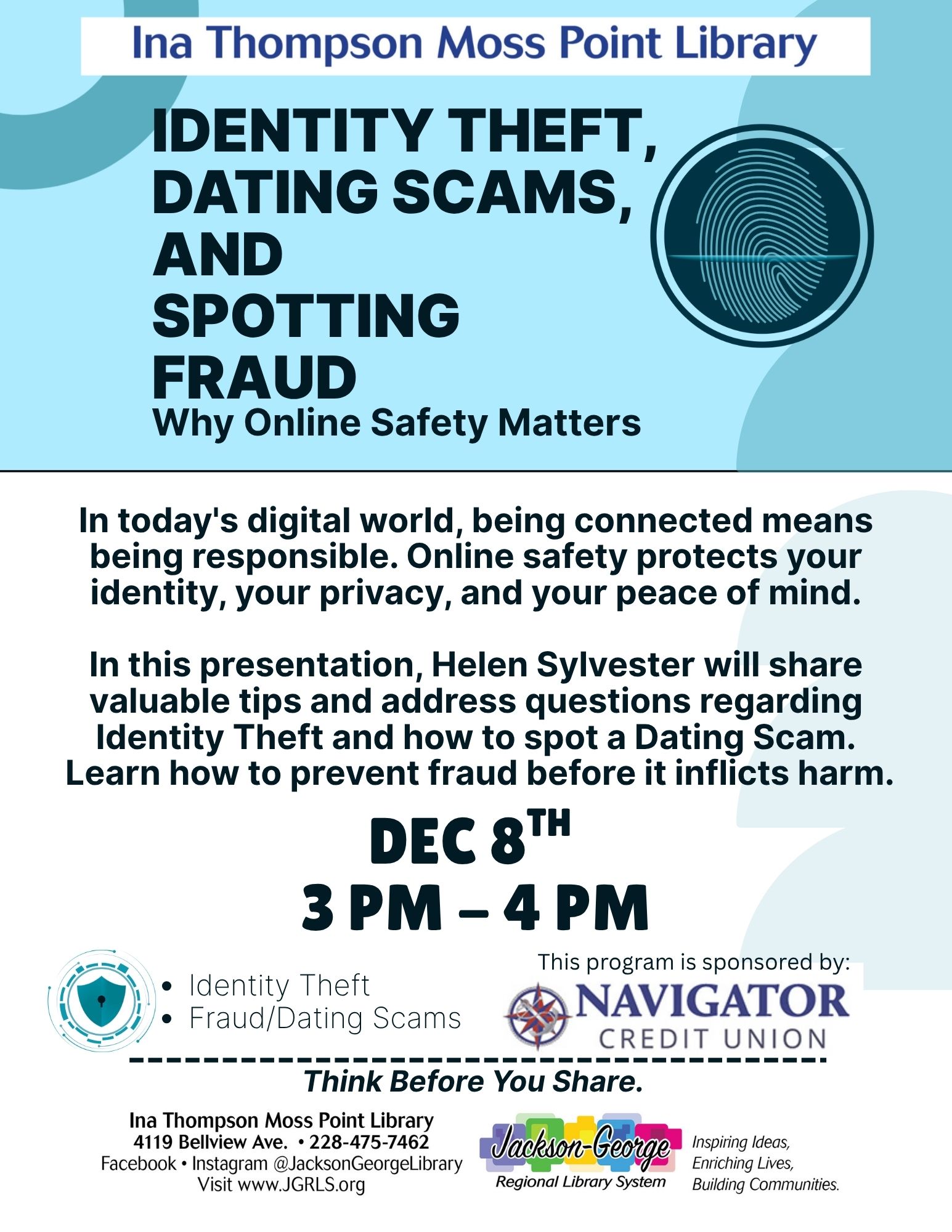 12-8-25 Navigator CU- ID & Dating Scams Children’s Winter crafts Party