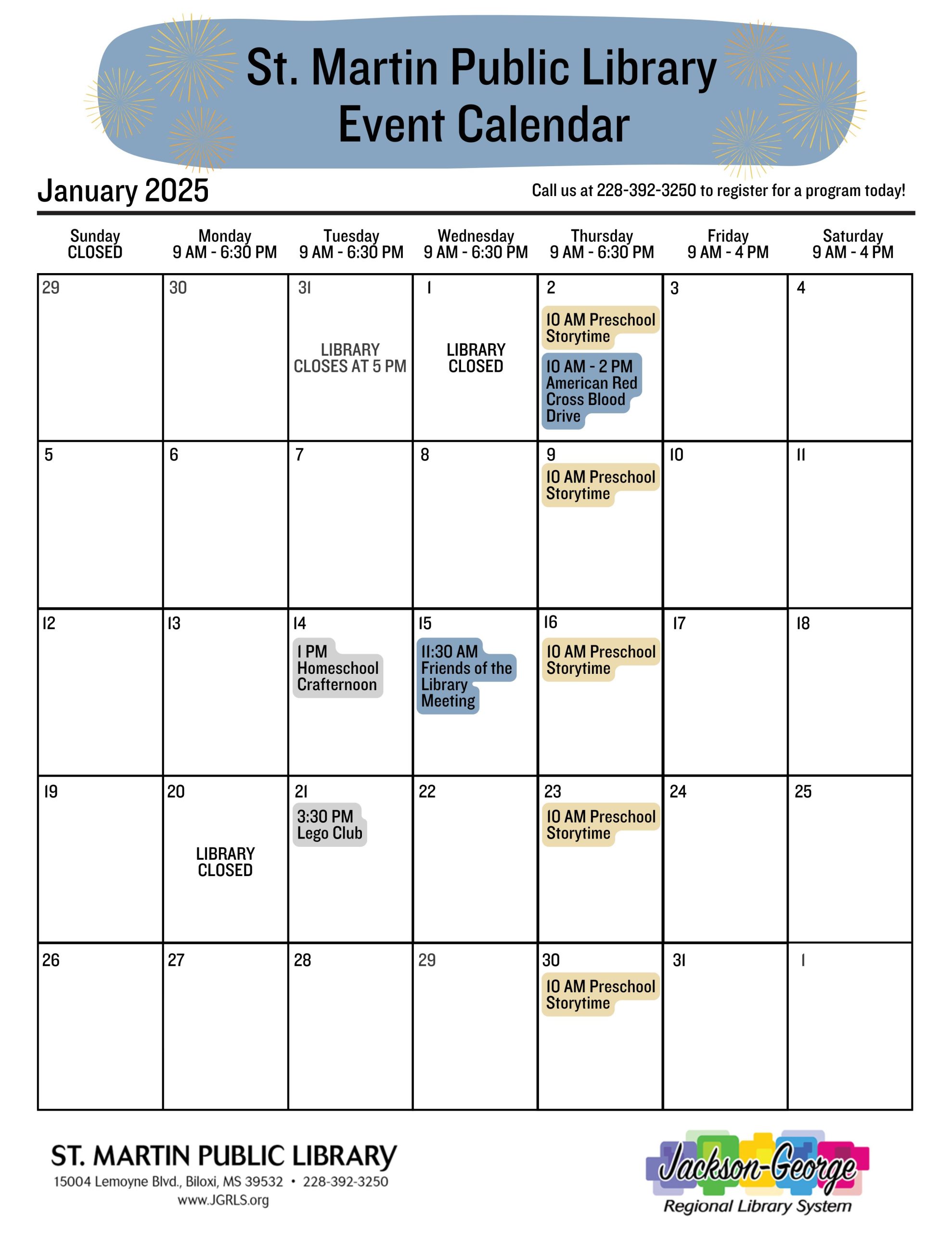 January 2025 Event Calendar