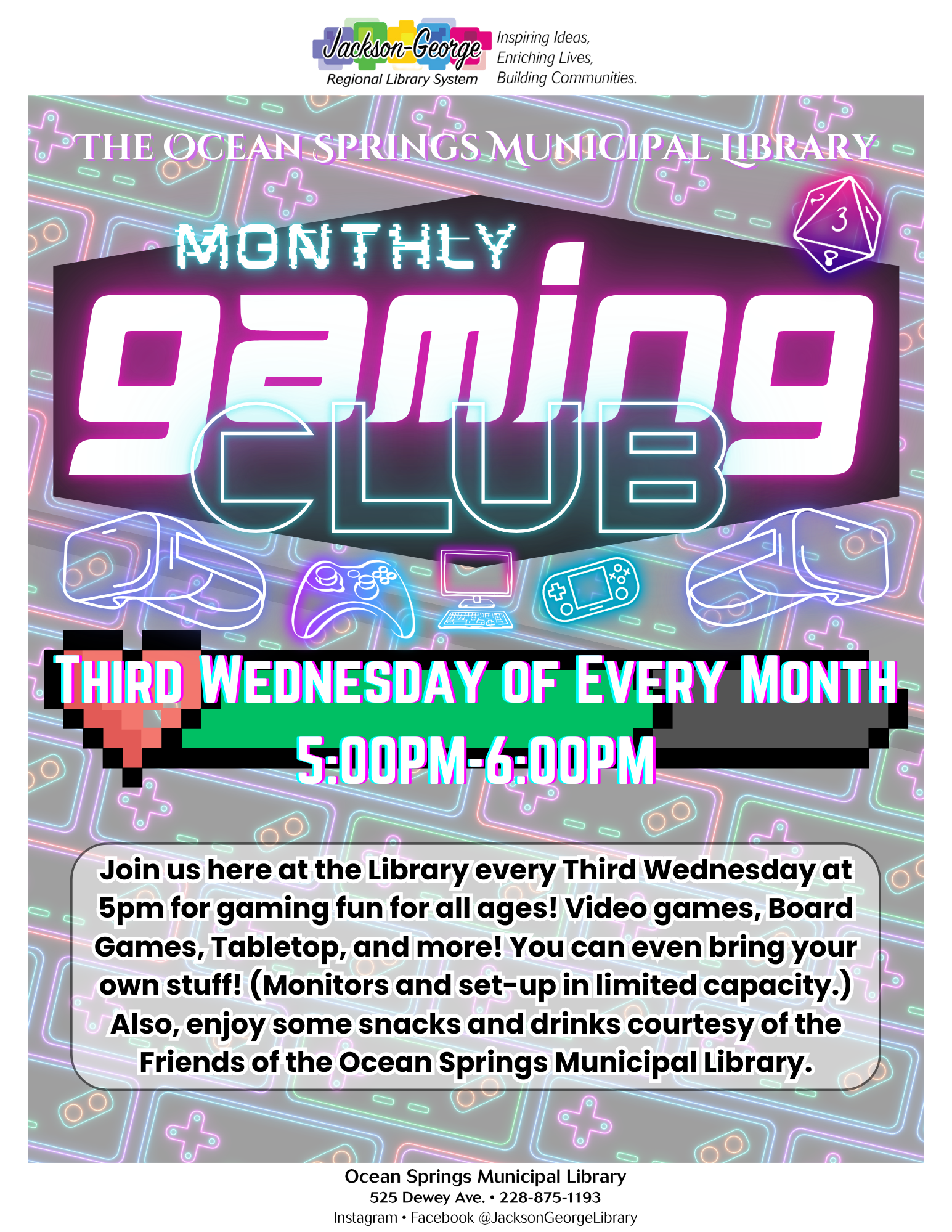 Gaming Club Poster NEW Fiber arts club Jan 13, 2023