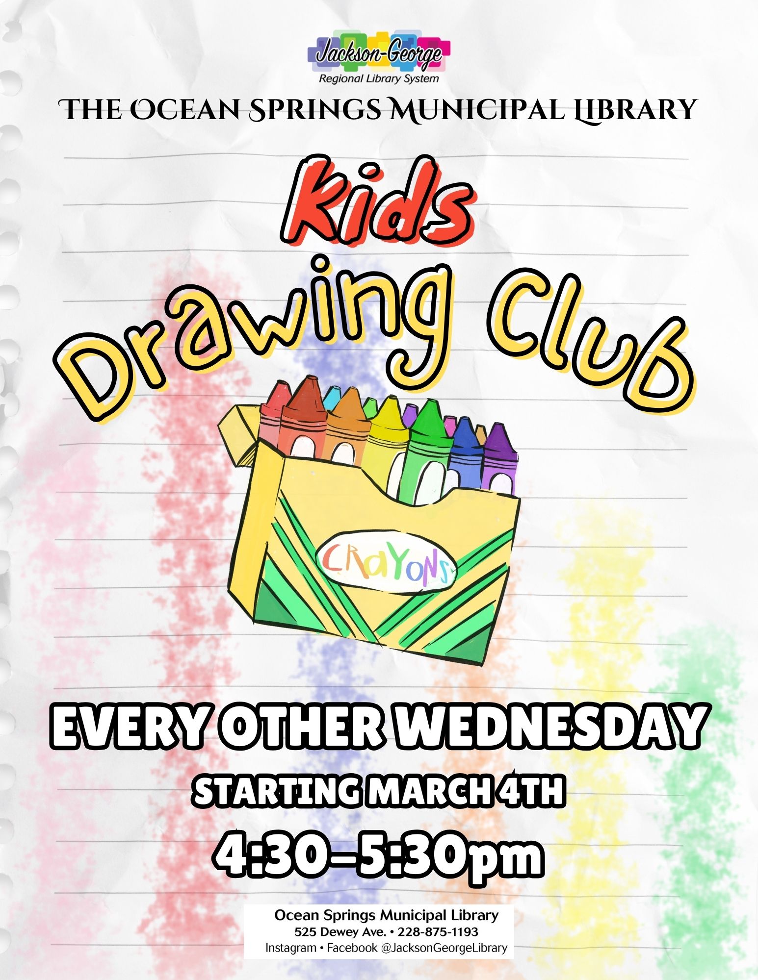 KIDS DRAWING CLUB Fiber arts club Jan 13, 2023