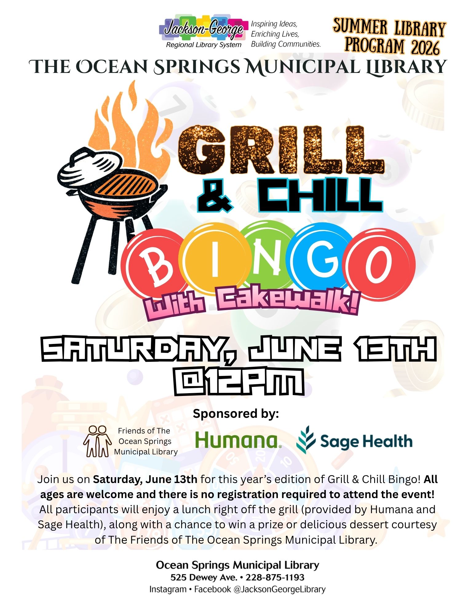 SLP 2026 - ADULT - Grill & Chill Bingo Fiber arts club Jan 13, 2023