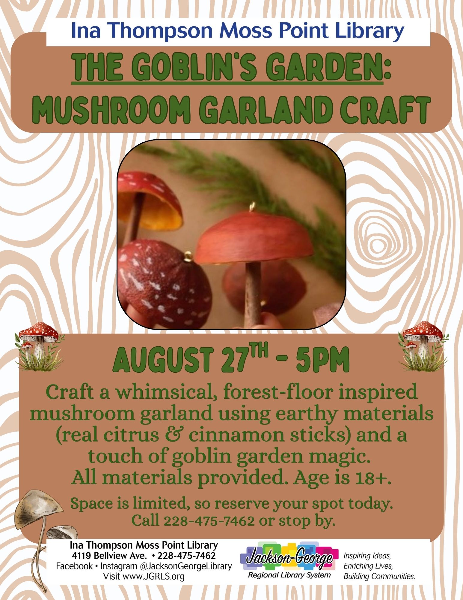 8-27-26 Mushroom Garland Craft Children’s Winter crafts Party