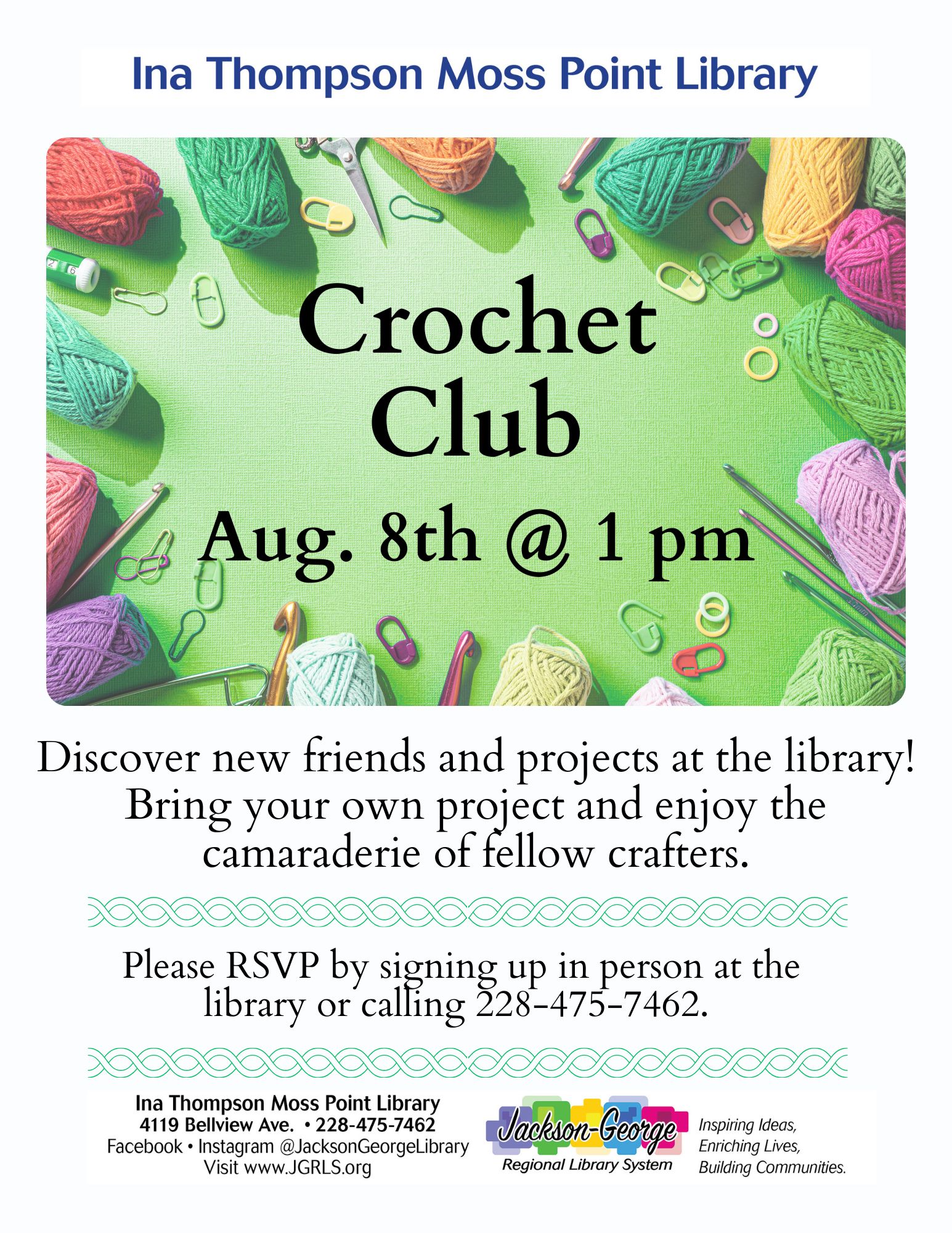 8-8-26 Crochet Club DECLUTTER & ORGANIZE YOUR LIFE